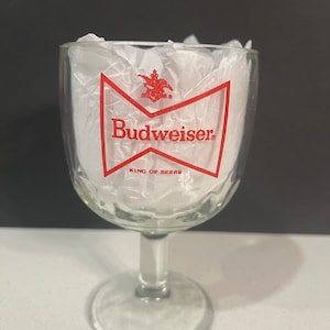 Vintage Budweiser Beer Thumbprint Goblet // Vintage Barware // Vintage 1970s barware