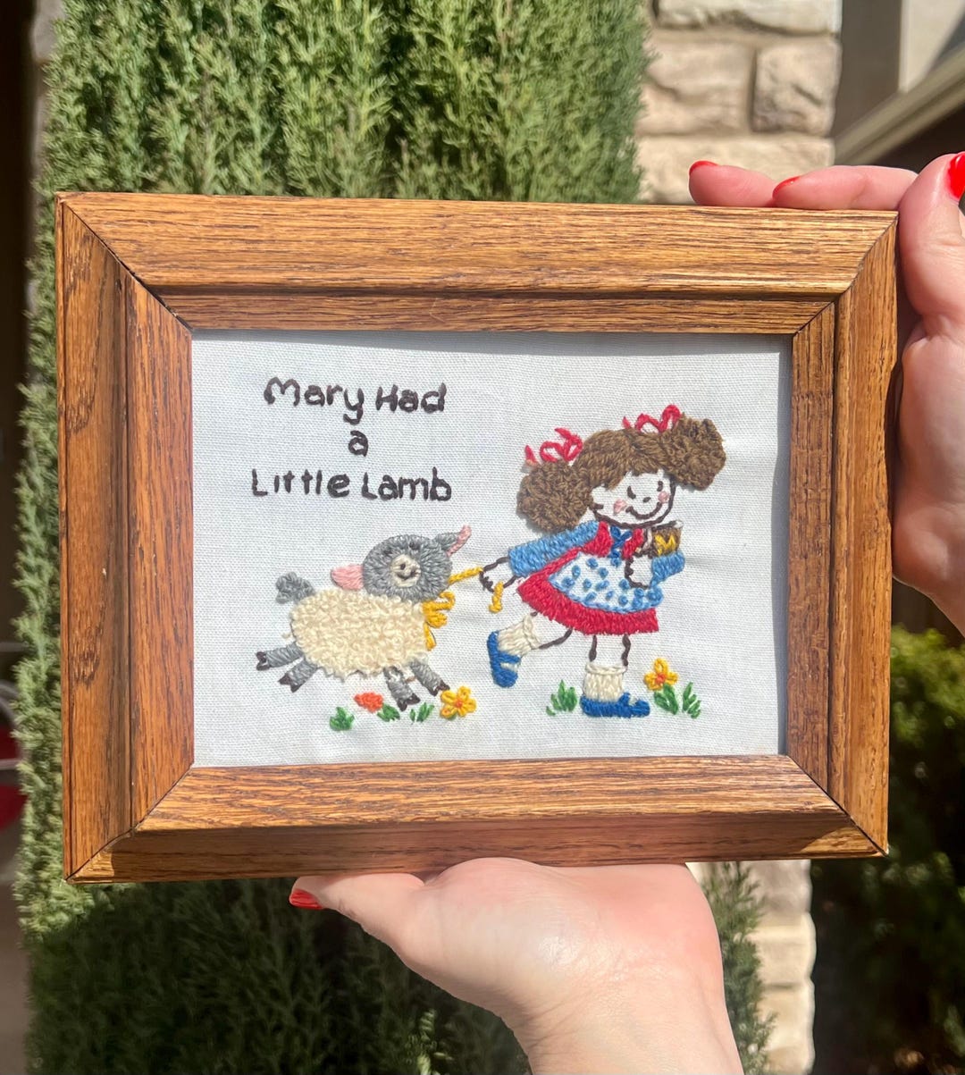 Vintage Mary Had A Little Lamb Nursery Rhyme Framed Crewel - Etsy