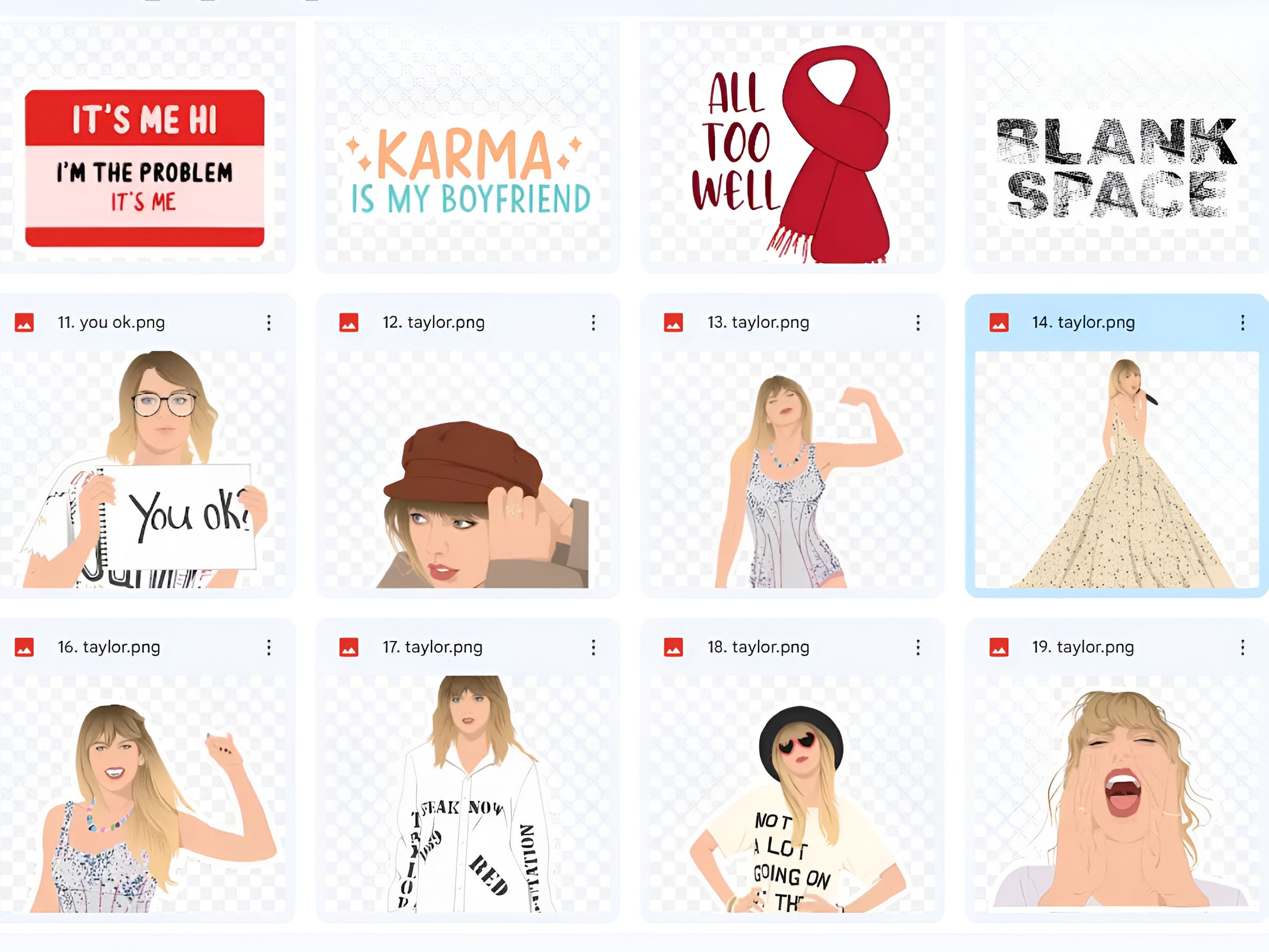 20 Taylor Swift Inspired Design Digital Stickers Pack Download Eras