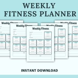 Weekly Fitness Planner|fitness tracker|workout planner|workout tracker|Fitness Journal|Wellness Planner|workout log|Weight Loss Journal