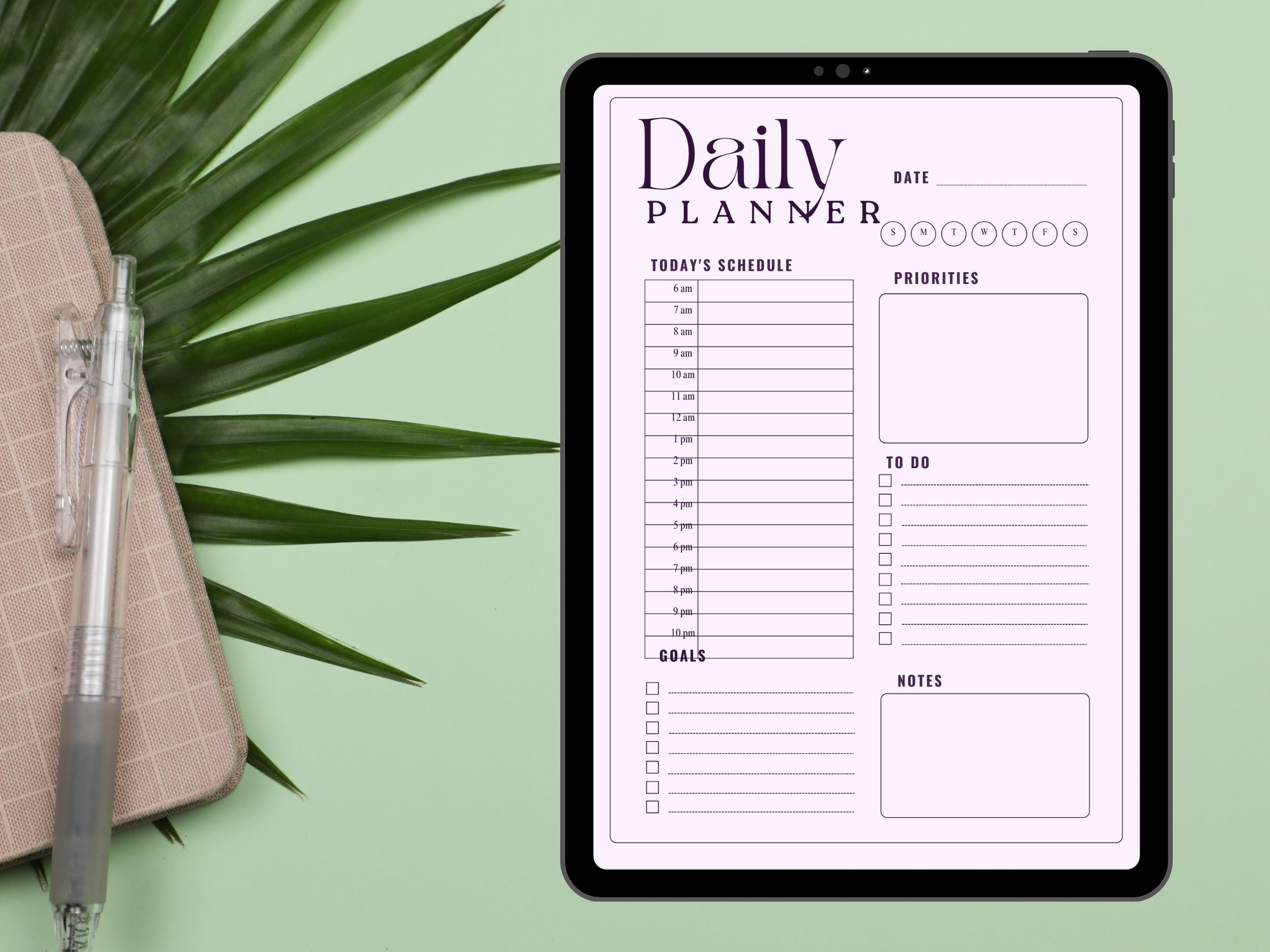 Daily Productivity Planner | Printable Schedule, to Do List (digital ...