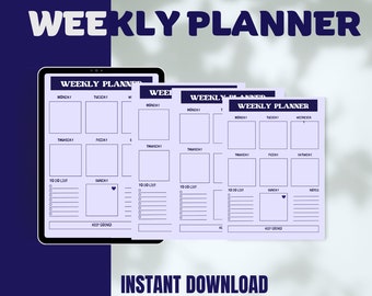 Undated Weekly Planner | Hourly Schedule, To-Do List (Digital Planner)
