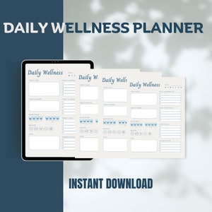 Daily Wellness Planner|Wellness Planner|wellness journal|Undated Planner|Fitness Planner|wellness tracker|Mental Health|Gratitude Journal