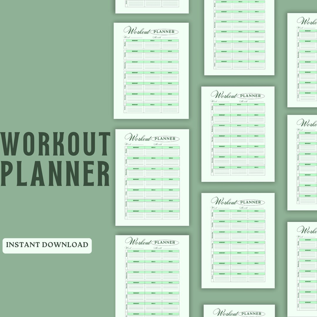 Workout Planner | Fitness Journal & Exercise Log (digital Download) - Etsy
