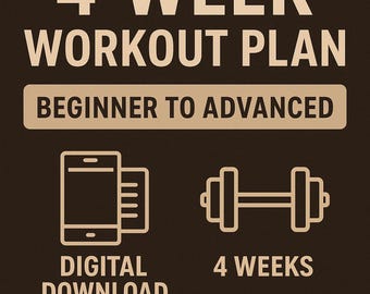 Personalized 4-Week Workout Plan | Beginner Gym Guide | At-Home & Gym Training Program | Digital Fitness PDF