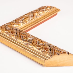Classic Golden Picture Frame – Ornate Vintage Wood Frame for Artwork | Custom Sizes | Glass/Acrylic Cover | Handmade Wall Frame