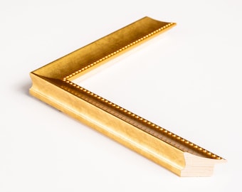 Pearl Gold Picture Frame – Elegant Wood Frame with Beaded Edge | Custom Sizes | Mat Options | Acrylic or Glass Cover | Handmade