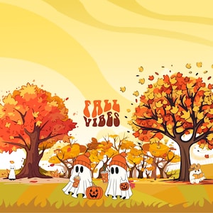 Ghost Fall Halloween Png Graphic And Print, Digital Download, Clipart, Spooky Season, Scrapbook, Instant Download, Clothing Graphic