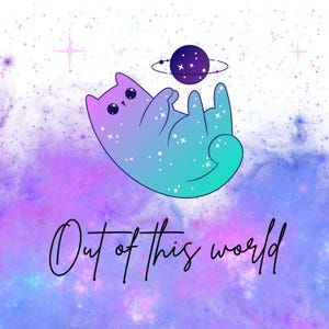 Galaxy Cat png-afbeelding en print, Space Star-afbeelding, digitale download, clipart, plakboek, instant download, kaart afdrukken