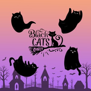 Black Cats Halloween Png Graphic And Print, Digital Download, Clipart, Spooky Season Fall, Scrapbook, Instant Download, Clothing Graphic