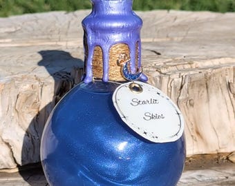 Star Potion Bottle Apothecary, Magical Moon Blue Potion Decorative Celestial Glass Bottle, Lunar Bookshelf Decor, Alchemy Potion
