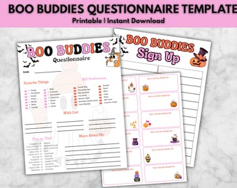Kwestionariusz na Halloween, Edytowalny Boo Buddy do Wydruku, Gra Boo Basket do Wymiany Prezentów, Wszystko o mnie