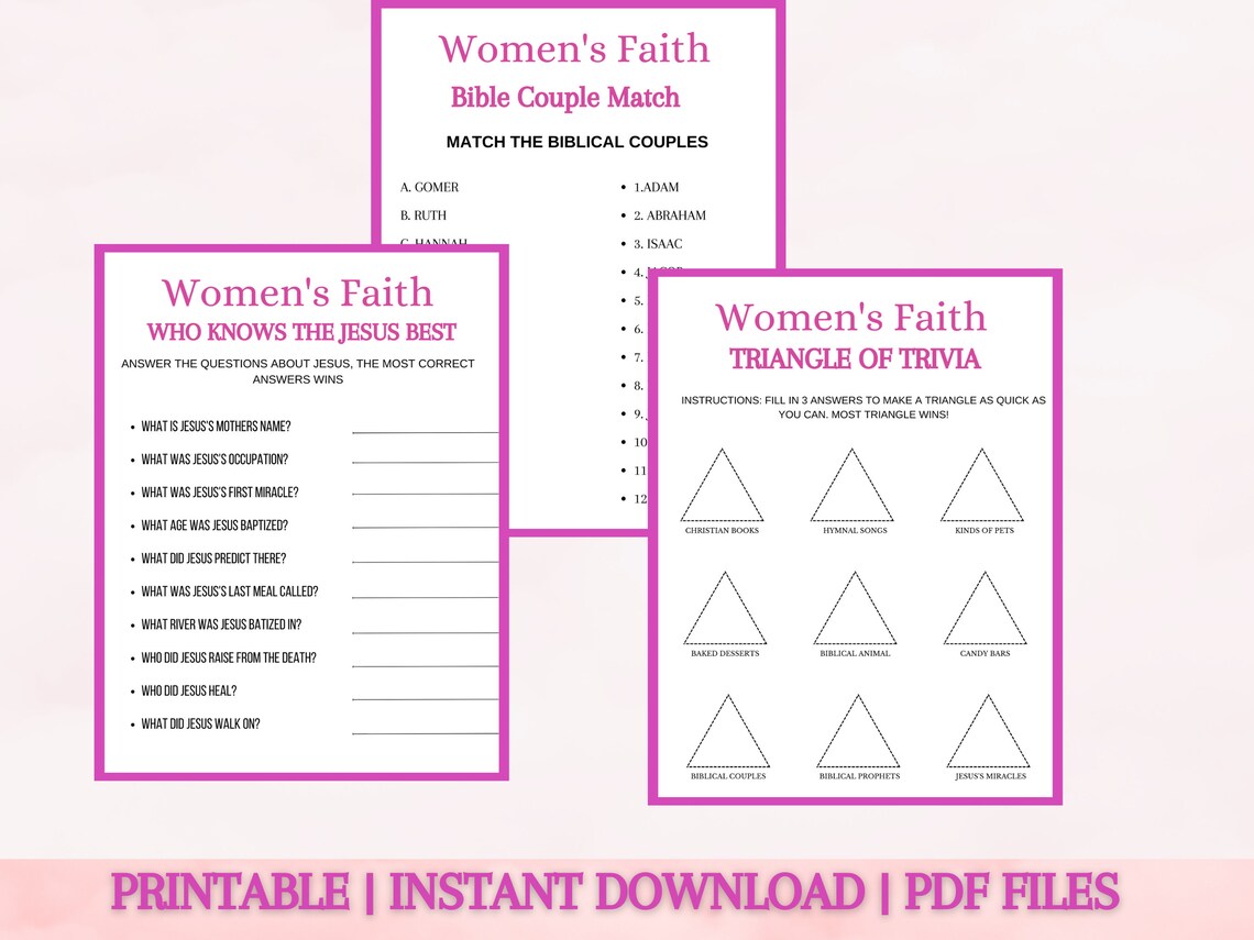 Women's Ministry Game Printable Church Games Bundle Women's Day