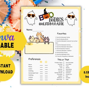 Halloween Questionnaire | Boo Buddy Questionnaire, Halloween Printable, Halloween Activity |Kids Halloween, Boo Buddy Printable All About Me