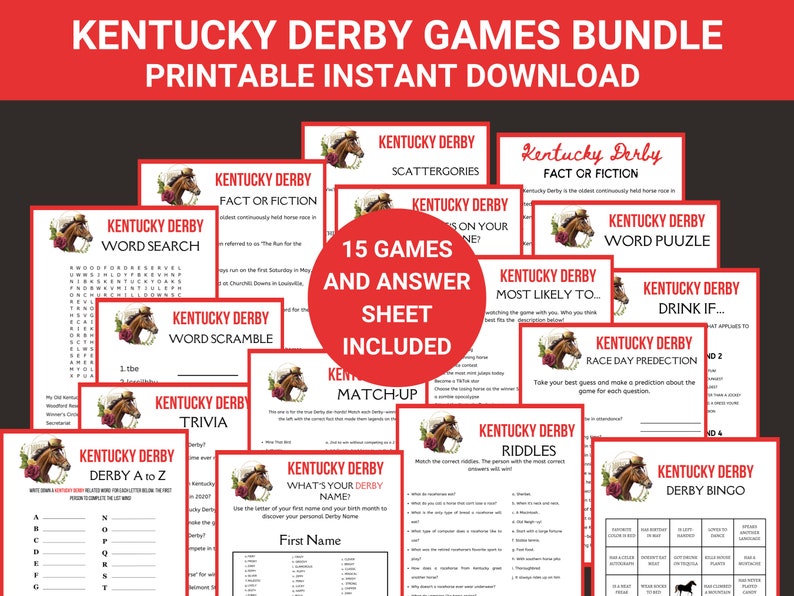 Kentucky Derby Games Bundle 12 Printable Party Games (PDF) Etsy