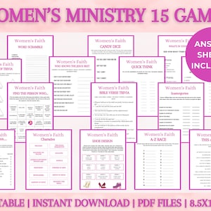 Women&#39;s Ministry Games Bundle, Womens Ministry Games Bible Study Group Activities | Christian Games for Adults | Ladies Fellowship Bundle