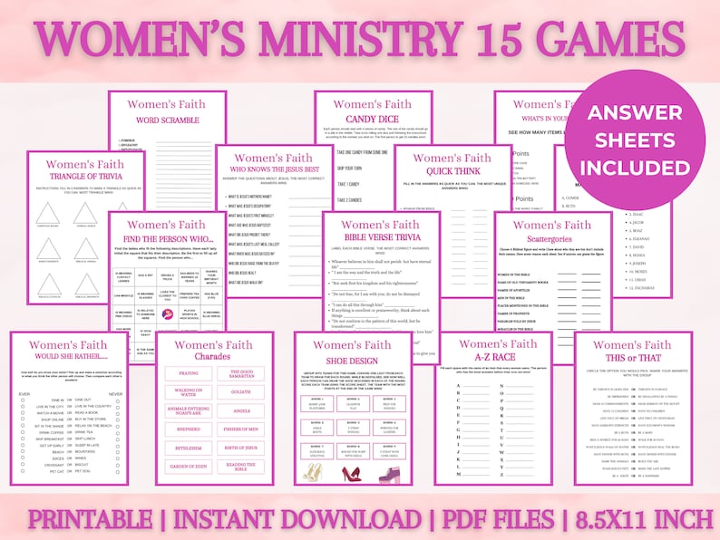 Women's Ministry Game | Printable Church Games Bundle | Women's Day ...