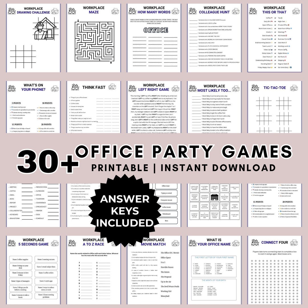 Team Building Games for Work, Office Games Bundle, Work Party Games ...