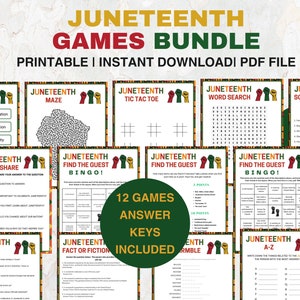 Juneteenth-spel, Juneteenth-spelbundel, Juneteenth Trivia-afdrukbaar spel, Juneteenth-activiteitenbingo, zwarte geschiedenis, zwarte geschiedenismaand