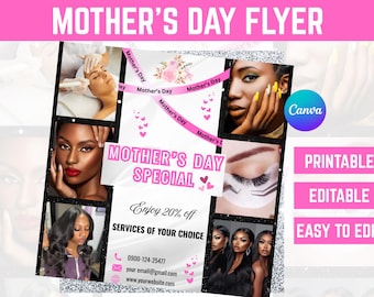 Muttertag Special Flyer | Haar Flyer | Mai Gästebuch| Muttertags Peitsche | Perücke | Nägel | Zöpfe | Flyer Makeup Muttertagsangebote
