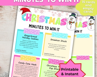Christmas Minute to Win It Games | Fun Printable Christmas Party Games for Kids, Teens & Adults Holiday Party Classroom Family, Office Games