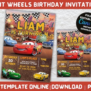 Hot Cars Birthday Invitation Template, Editable Birthday Party Invite Wheels Birthday Card Race Cars Birthday Hot wheels Birthday Invitation