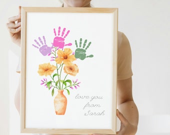 Muttertag Handabdruck Kunst: Blumenstrauß Andenken (PDF)