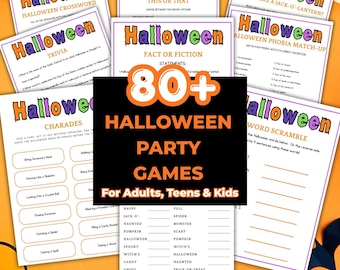 Pakiet ponad 80 gier na Halloween, gry na imprezę Halloween dla dzieci, rodzinne gry na Halloween dla dorosłych, ciekawostki o Halloween, gra Left Right, przekaż cukierki