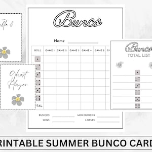 Printable SUMMER Bunco Cards | Family BUNCO Cards | Holiday Bunco Cards | Family Reunion Game | SUMMER Games | Office Party Game