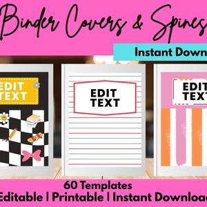 Binder Covers and Spines, Colorful Binder Spines Templates, Editable Teacher Binder Covers, Printable Planner Cover Teacher Folder