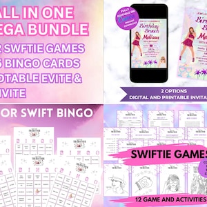 Juegos de fiesta Taylo Swift / Juegos de fiesta Swiftie imprimibles / Juegos de fiesta Taylo Swift Tween /Tour Party / Paquete de juegos de fiesta Taylo Swift Bingo