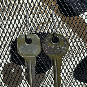 Vintage Distressed Cabinet Key Earrings - “GAS” & “STEELCASE”
