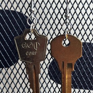 Mismatched Vintage Mail Key Earrings - “ESP Corp” engraving