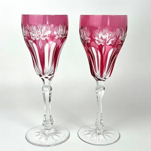Copa de vino Tritschler Winterhalder Mosel / Cristal tallado con incrustaciones de rubí / Alemania Vintage