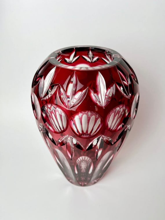 NACHTMANN 赤 カットクリスタル 花瓶 Nachtmann Vase Made of Colored Cut Crystal Nachtmann Vintage