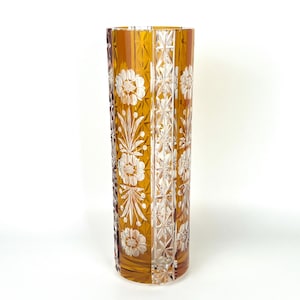 Crystal Vase Amber shade | Bohemian Vintage