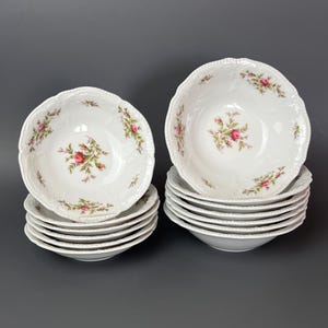 Salad bowl, individual salad bowls, fruit bowl Rosenthal Sanssouci, Moosrose, vintage Germany