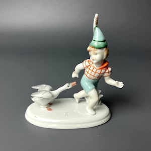 Meissen Figurine Garçon avec Chien