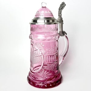 Crystal beer mug with lid, Germany vintage