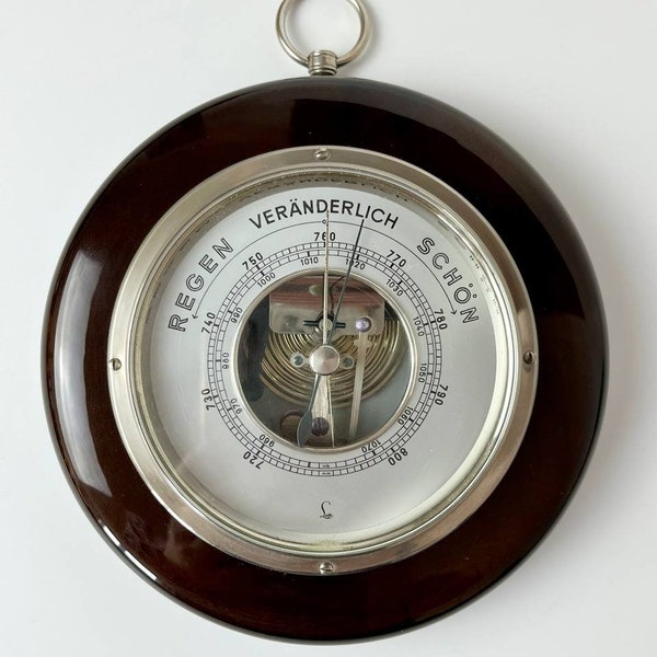Wall barometer with wooden lacquered frame, Lufft, Germany vintage