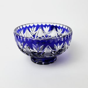 Crystal Vase Bowl, Cobalt Blue, vintage, Germany
