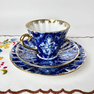 Porcelain Lomonosov Trio, Cup Saucer Plate, Imperial Porcelain, vintage