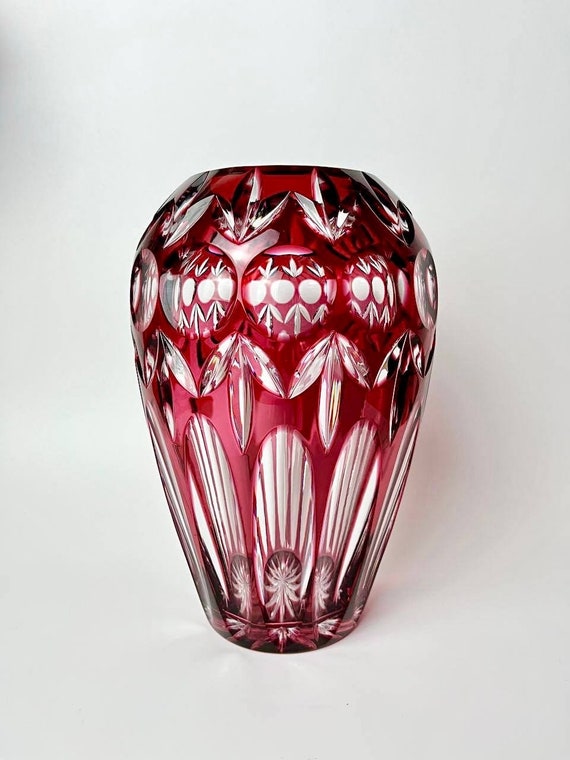NACHTMANN 赤 カットクリスタル 花瓶 Nachtmann Vase Made of Colored Cut Crystal Nachtmann Vintage