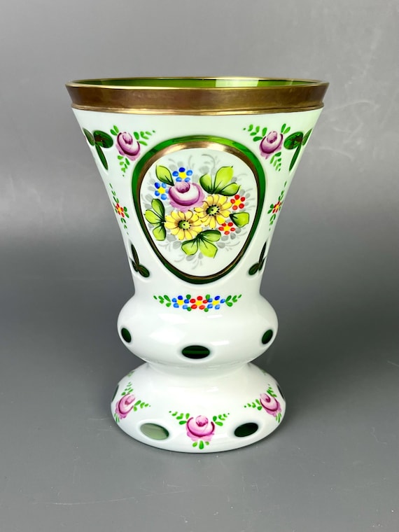 Cased Glass Vase by Bohemia | Czechoslovakia Vintage | Hand