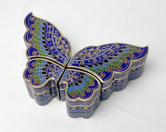 old sea＊MIYABI × antique butterfly Antique Japanese Meiji Butterfly and Floral Cloisonne Ginger
