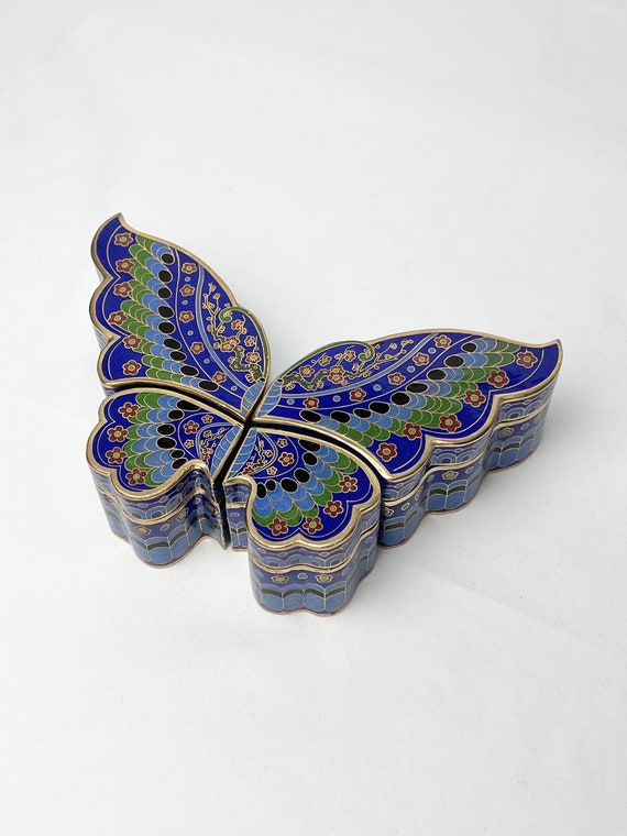 Vintage Cloisonne Butterfly Trinket Box Jewellery Box - Etsy