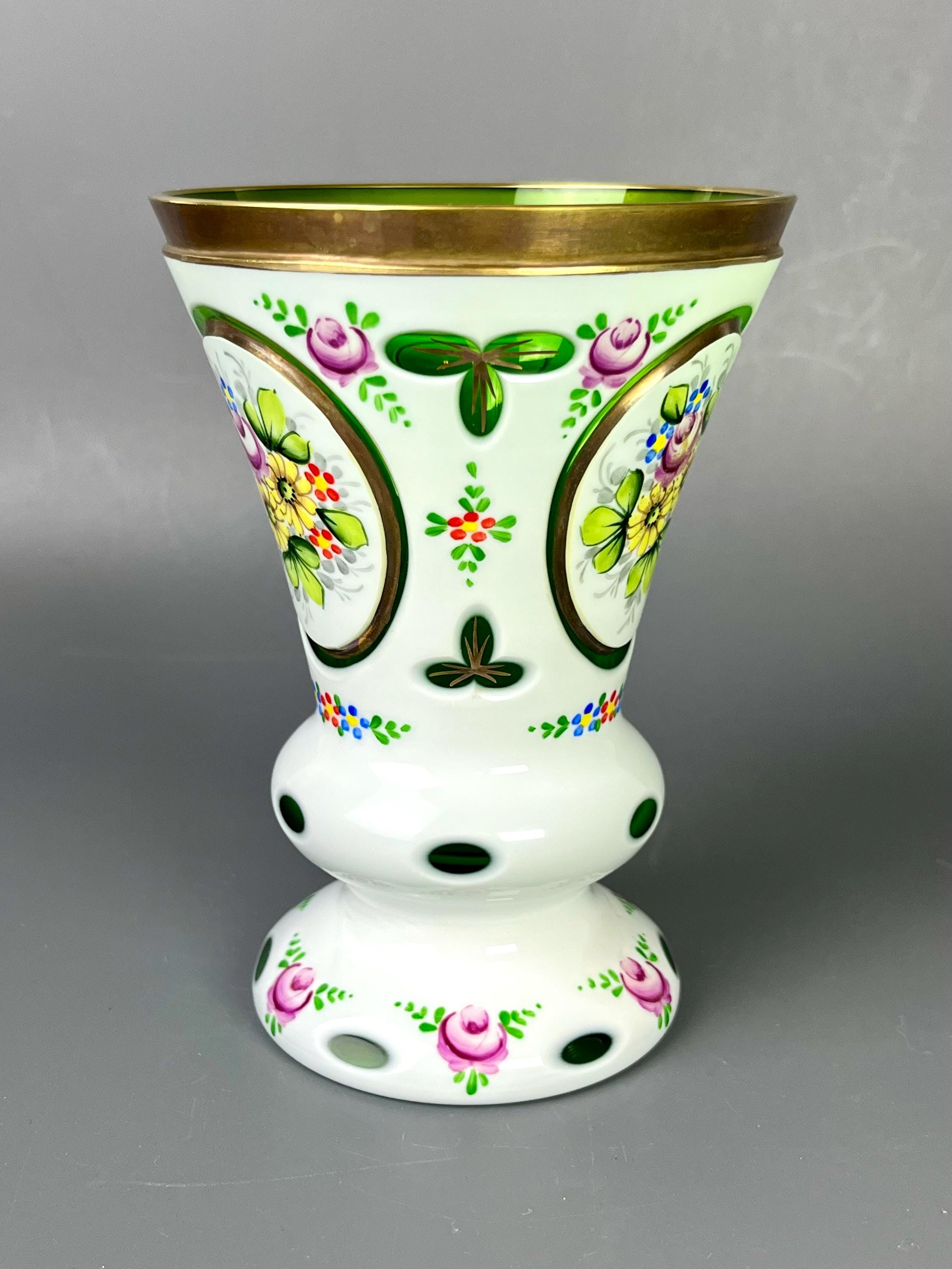 Cased Glass Vase by Bohemia | Czechoslovakia Vintage | Hand