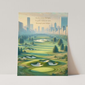 First light urban city golf art print, golf poster, golf home decor, golf wall art