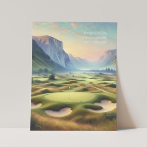 First light mountains course golf art print, golf poster, golf home decor, golf wall art