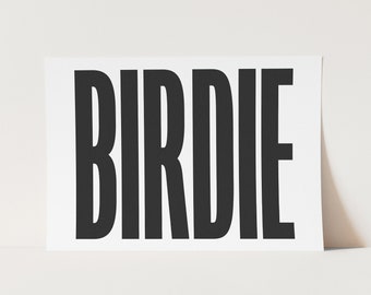Impresión de arte de golf blanco Birdie, cartel de golf, decoración del hogar de golf, arte de la pared de golf